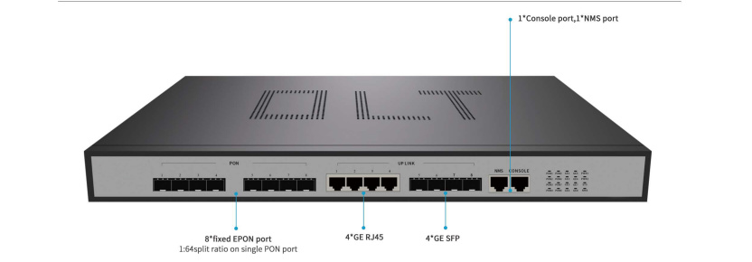 光线路终端 OLT 8个EPON口 4个万兆SPF上联口 4GE RJ45口